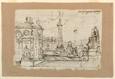 Toneelontwerp, Groep van Antieke Monumenten door Angelo Toselli