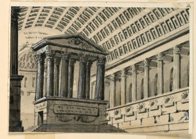 Toneelontwerp, Interieur van een Grafzaal door Angelo Toselli