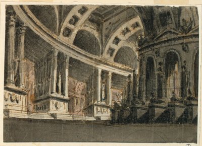 Toneelontwerp, paleisinterieur door Angelo Toselli
