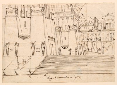 Toneelontwerp voor Semiramide door Gioachino Rossini door Angelo Toselli