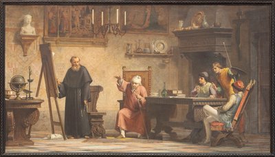 Piero della Francesca dicteert de geometrische regels aan Luca Pacioli door Angelo Tricca