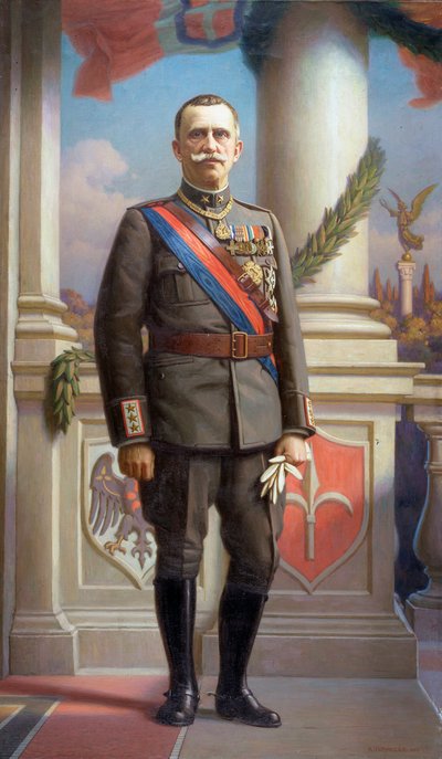 Portret van de koning van Italië Vittorio Emanuele III (1869-1947) door Angelo Vernazza