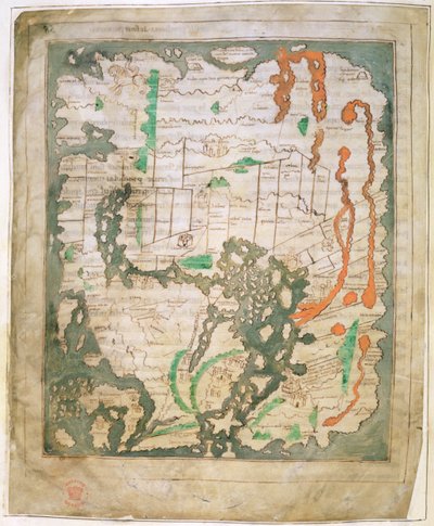 Rechthoekige kaart van de wereld, c.1030 door Anglo Saxon