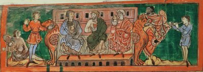 Aristocraten, aan de vooravond van Domesday, uit een kalender, c.1030 door Anglo Saxon