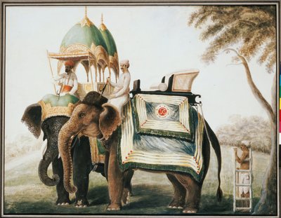 Olifanten met hun Mahout, c.1815 door Anglo Indian School