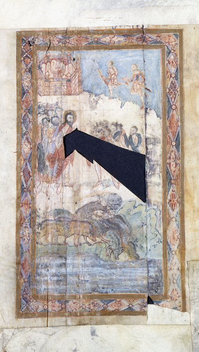 Het Wonder van de Gadarenen in de stijl van een stripverhaal, ca. 1000 AD door Anglo Saxon