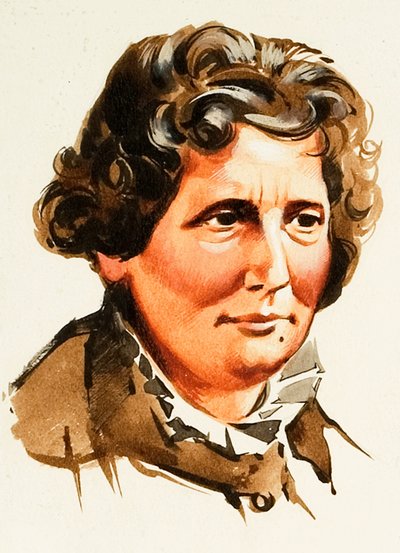 Een scène gebaseerd op de roman De Hut van Oom Tom door Angus McBride