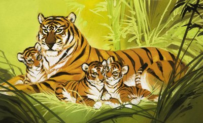 Familie van tijgers door Angus McBride
