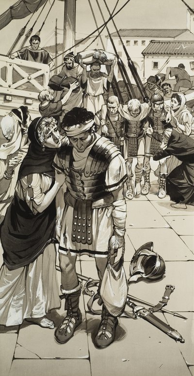 Romeinse nederlaag (gouache op papier) door Angus McBride