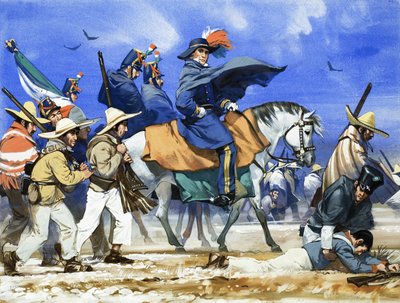 Santa Anna leidde zijn slecht uitgeruste, slecht geklede leger op een dodenmars over de bevroren vlakten van Coahuila door Angus McBride