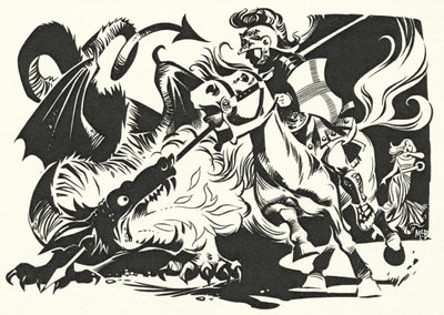 Sint Joris en de draak (litho) door Angus McBride