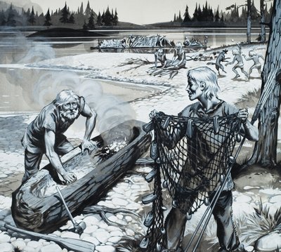 De bosbewoners van Scandinavië (gouache op papier) door Angus McBride
