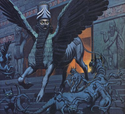 De Lamassu (kleurenlitho) door Angus McBride