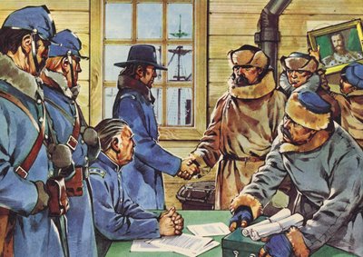 De aankoop van Alaska (kleurenlitho) door Angus McBride