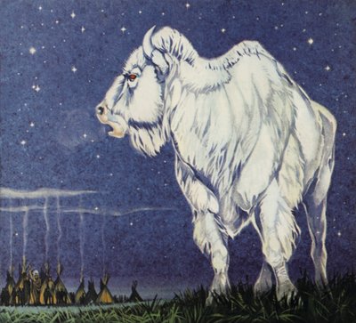 De witte buffel (kleurenlitho) door Angus McBride