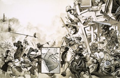 De strijd tussen Scarcenen en Moren in 635 door Angus McBride
