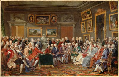 De salon van Madame Geoffrin door Anicet Charles Lemonnier
