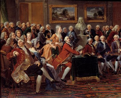 De salon van Madame Geoffrin door Anicet Charles Lemonnier