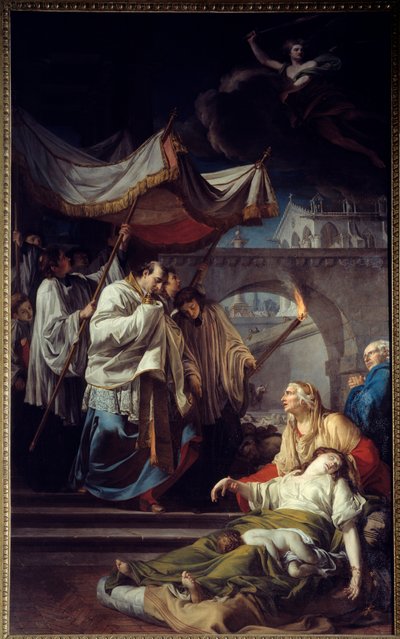 Borromee communiceert pestlijders. Sint Charles Borromee (Carlo Borromeo) door Anicet Charles Gabriel Lemonnier