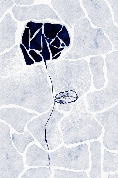 Abstracte blauwe roos door Ankie Kooi