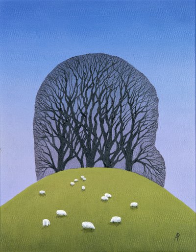 Heuveltop met schapen, 2017 door Anna Phillips