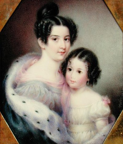 Mevrouw Charles Alexander Clinton (Ann Hone) en haar dochter door Ann Hall