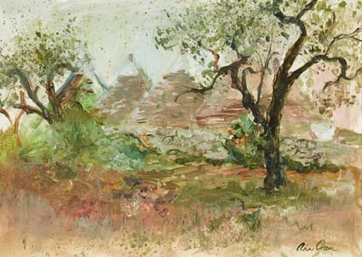 Trulli en olijfboom door Ann Oram