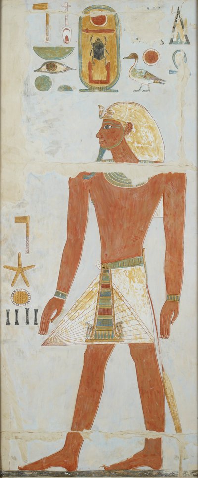 Kopie van muurschildering, Deir el Bahri Grote Tempel, Kapel van Anubis, 20e eeuw door Anna
