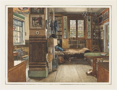 Bibliotheek van Sir Lawrence Alma-Tadema in Townshend House, Londen door Anna Alma Tadema