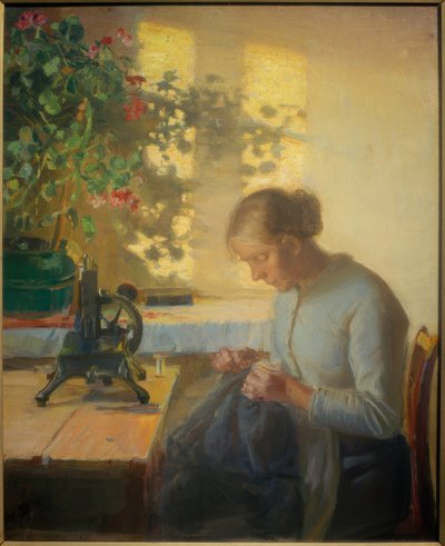 Naaiende Vissersdochter door Anna Ancher
