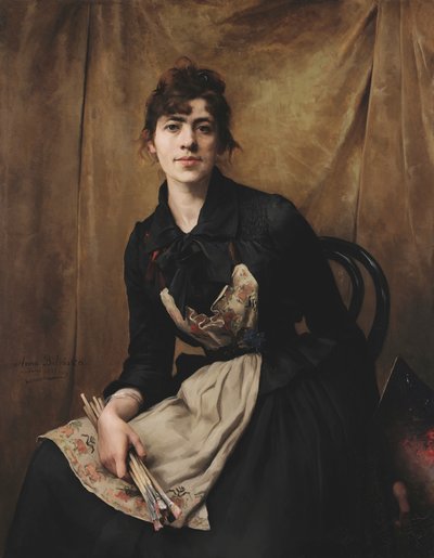 Zelfportret met een palet door Anna Bilinska