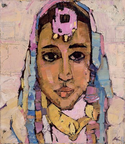 Portret van een Vrouw in het Wit door Anna Contemporary Artist Kostenko