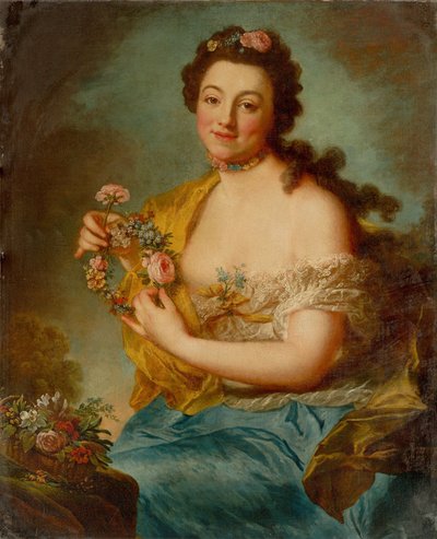 Zelfportret als Flora door Anna Dorothea Therbusch Lisiewska
