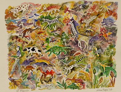 Franciscus, 2023 (aquarel) door Anna Pugh