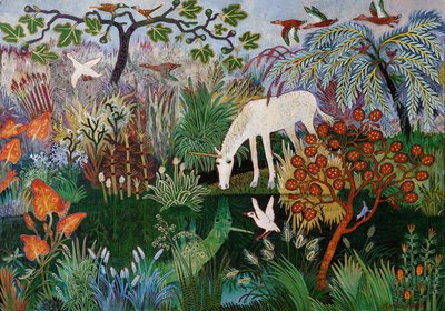 Eenhoornzwembad, 2018 (acryl) door Anna Pugh