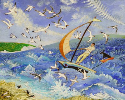 Wallace gaat naar zee, 2017 (acryl) door Anna Pugh
