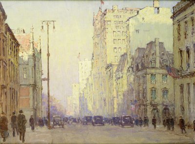 5th Ave, bij 57th Street, ca. 1918 (olieverf op doek) door Anna Richards Brewster