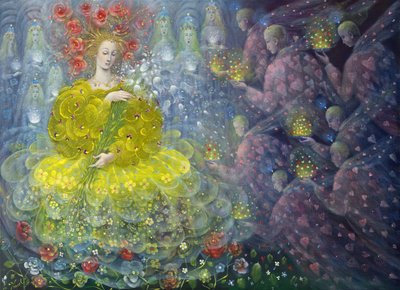 Koningin van de bloemen, 2018 (olieverf op Belgisch linnen) door Annael Anelia Pavlova