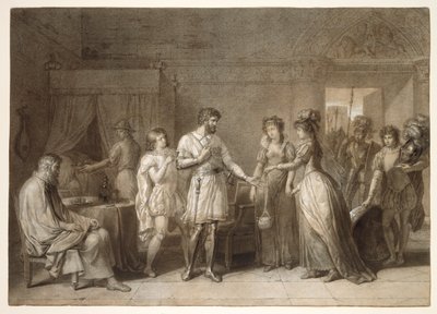 Bayard weigert de cadeaus van zijn gastvrouw, in Brescia door Anne-Louis Girodet de Roucy-Trioson