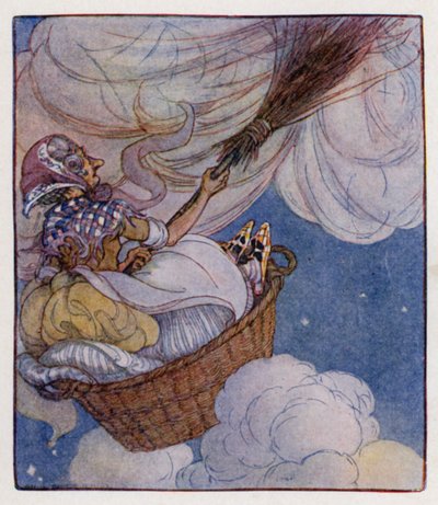 Kinderversje: Er was een oude vrouw (kleur litho) door Anne (after) Anderson