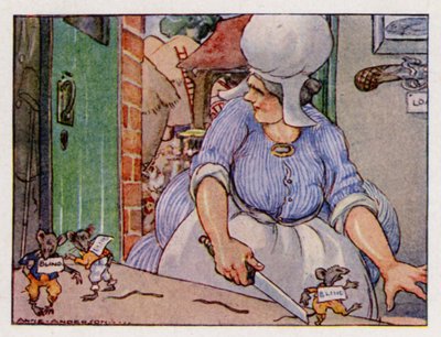 Kinderversje: Drie blinde muizen (kleur litho) door Anne (after) Anderson