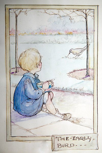 De Vroege Vogel - Lijster die een Worm Vangt door Anne Anderson