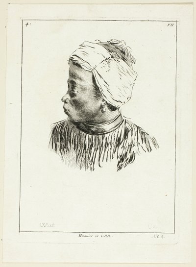 Hoofd van Zwarte (profiel) door Anne Claude Philippe Caylus