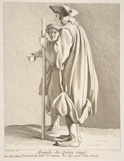Een blinde man uit het Quinze-Vingts ziekenhuis, 1738 door Anne Claude Philippe de Caylus