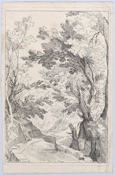 Een Pad met een Balustrade in een Bos, 18e eeuw door Anne Claude Philippe de Caylus