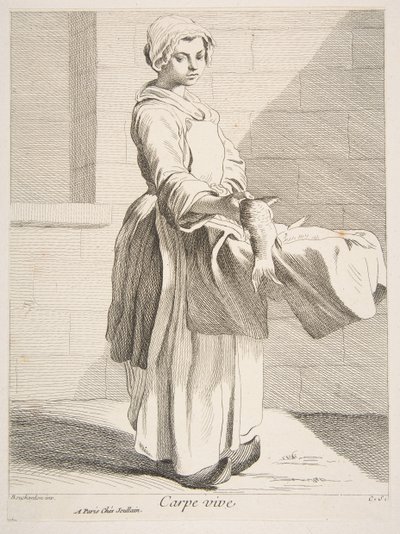 Visverkoper, 1738 door Anne Claude Philippe de Caylus