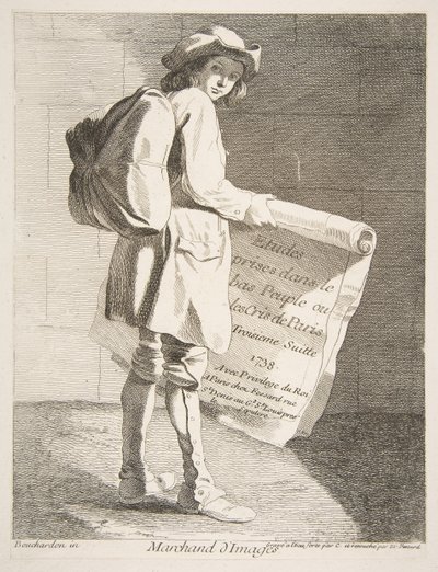 Prentenverkoper door Anne Claude Philippe de Caylus