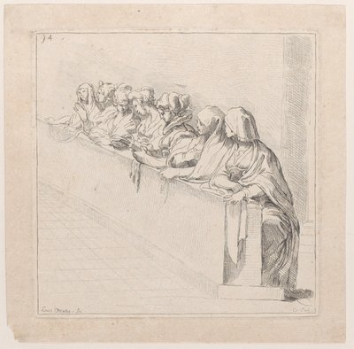 Zeven Vrouwen Zittend Achter een Lage Muur, 18e eeuw door Anne Claude Philippe de Caylus