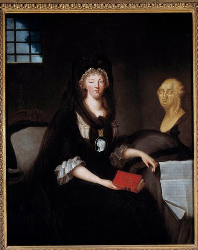 Portret van Marie Antoinette (1755-1793) in diepe rouw in de Temple-gevangenis door Anne Flore Millet de Brehan