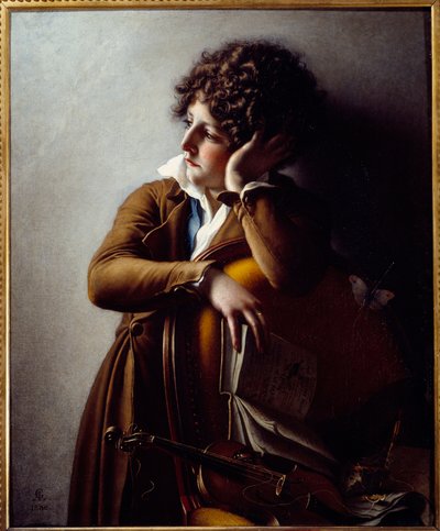 Portret van jonge Romainville Trioson, zoon van Dr. Benoit Francois Trioson. Schilderij door Anne Louis Girodet de Roucy-Trioson door Anne Louis Girodet de Roucy Trioson